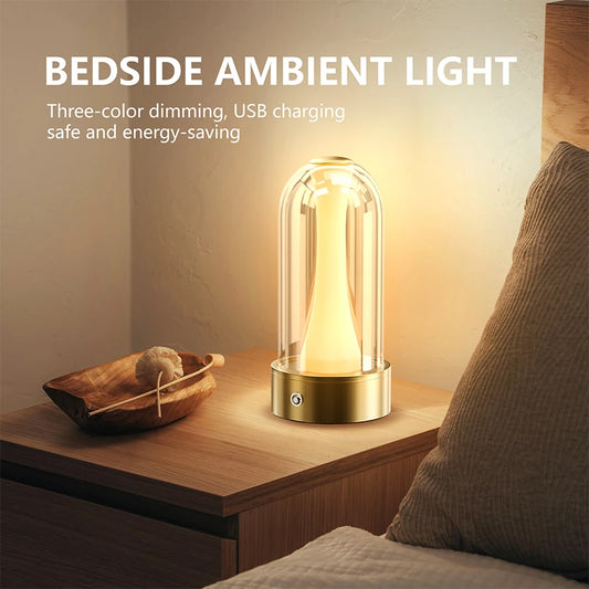USB Rechargeable Led Desk Lamp 3 Color Changing Mode Bedside Lamp Bedroom Portable Touch Button Emotional Lamp Camping