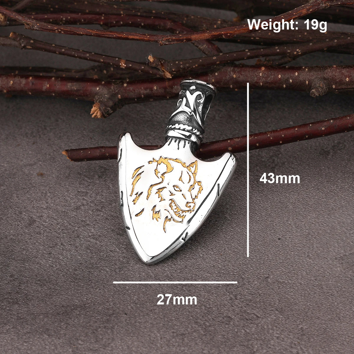 Vintage Viking Weapon Spear Pendant Necklace Stainless Steel Nordic Wolf Totem Amulet Jewelry Halloween Party Gift for Men Women