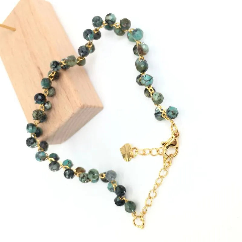 Gold Color 4MM Natural Stone Tourmaline Crystal Quartz Bracelet on Hand for Women Jewelry Party /Wedding Luxury Gift Handwork