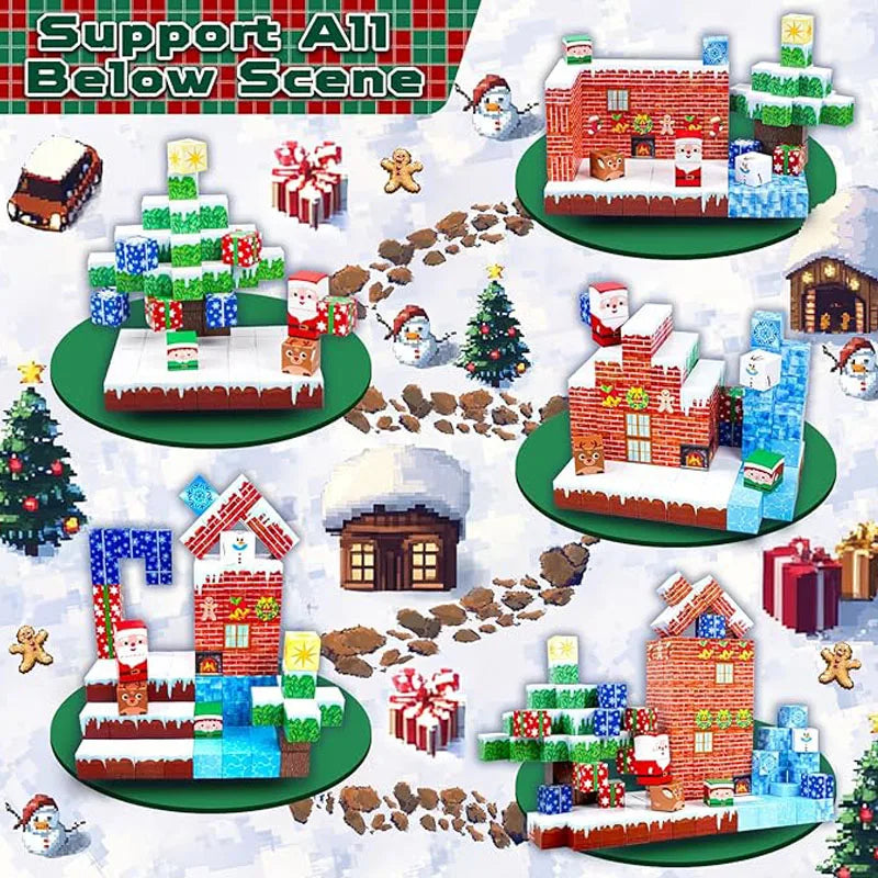 New Popular Christmas Magnetic Blocks suit, DIY Building Toy, Montessori Magnetic Building Blocks Halloween Christmas Gift