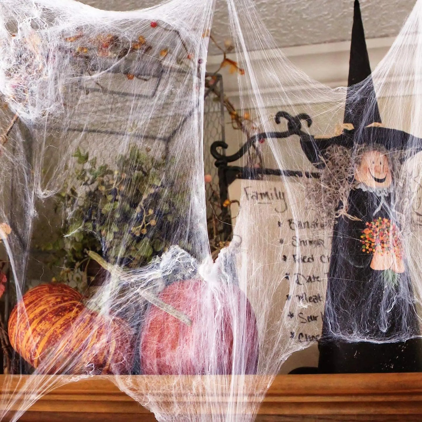White Spider Web For Halloween Decorations Artificial Stretchy Cobweb For Halloween Scary Party Scene Decor Haunted House Props