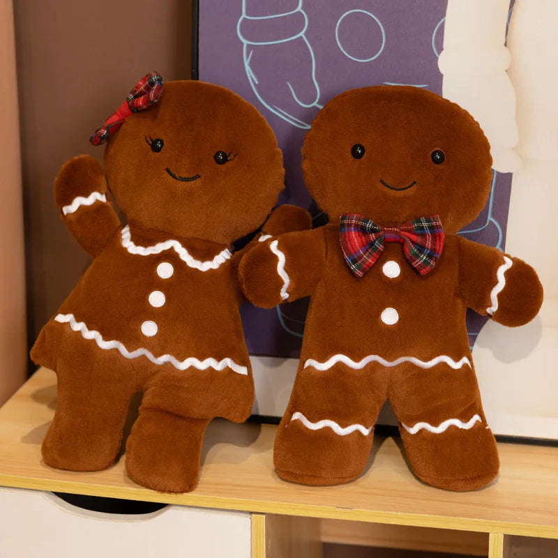 New Christmas Gingerbread Man Plush Toy Gingerbread House Key Bag Pendant Pillow Boys Girls Soft Toys Christmas Gift Party decor