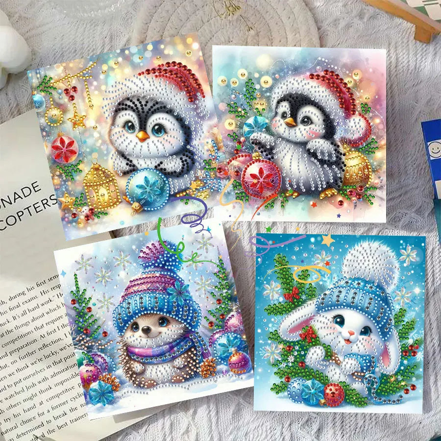 6-piece Diamond Painting Christmas Card Set - Christmas Gift, perfect for sending warm wishes to family and friends
