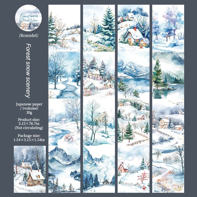 JIANWU 80mm*200cm Road View Series Vintage Travel Flower Landscape Material Collage Washi Tape Creative DIY Journal Stationery