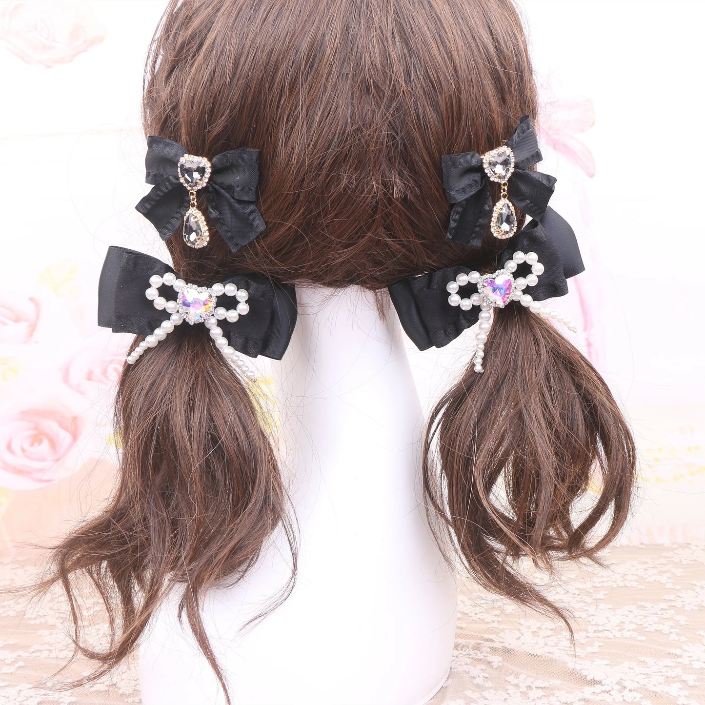 Small Hairpin Water Drop Heart Shape Rhinestone Pendant Wooden Ear Hairclips Headdress Sweet Side Clip Hair Accessories Jewelry