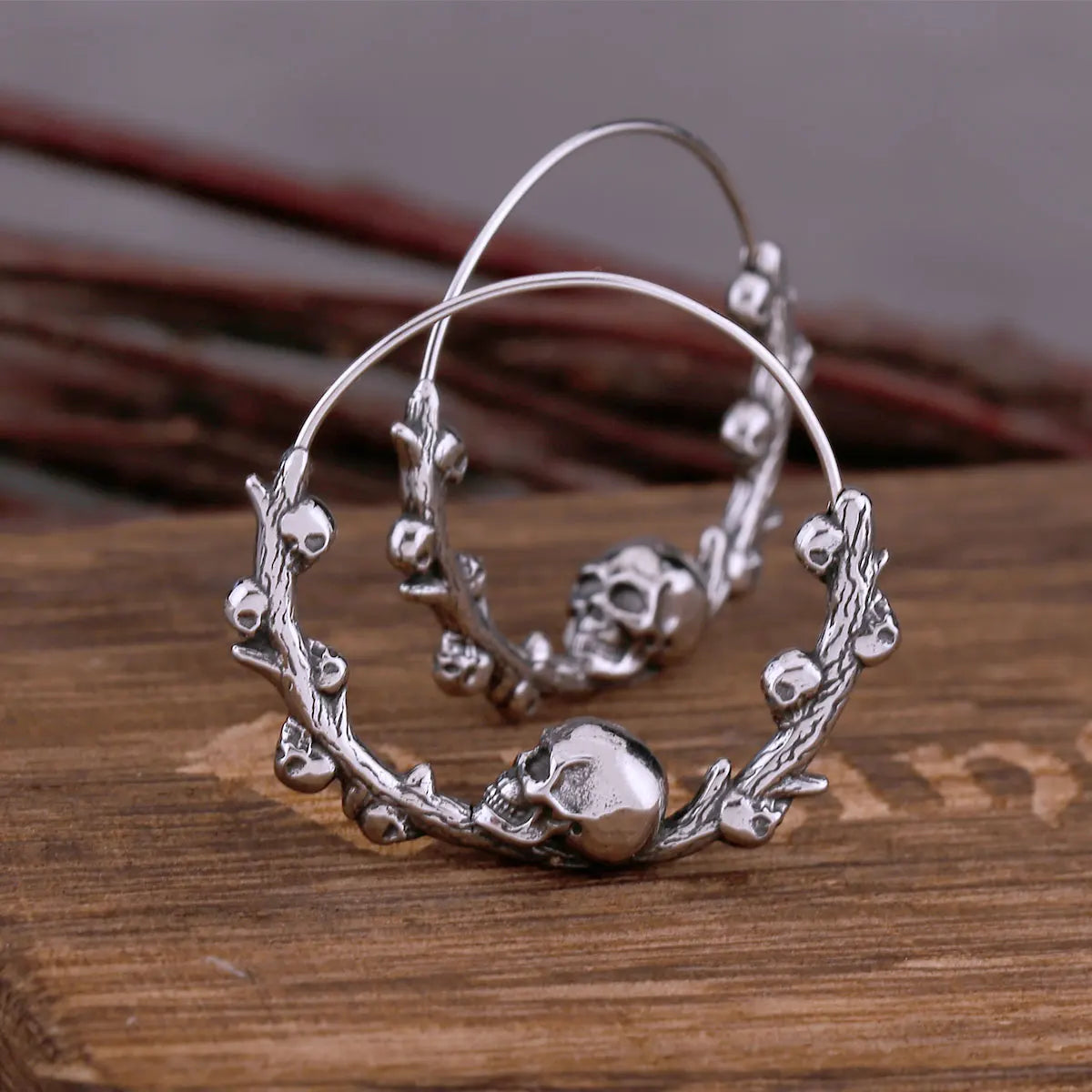 New Design Viking Skull Hoop Earrings Creative Fashion Stainless Steel Men and Women with The Same Earrings Jewelry Accessories