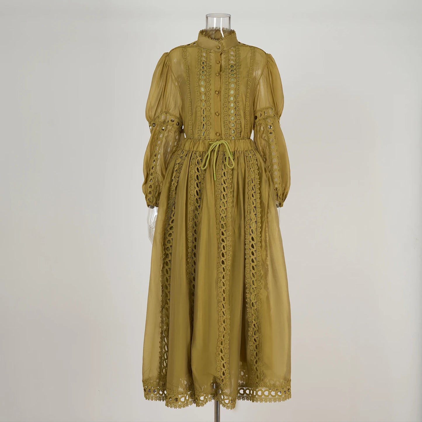 Elegant Embroidery Long Dress 2 Piece Set Women Summer Autumn Hollow Out Crochet Shirts Elastic Waist Long Maxi Skirt Suits