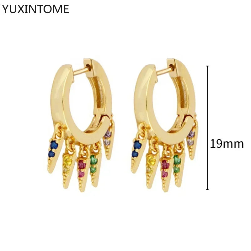 Colorful Crystal Earrings 925 Sterling Silver Ear Needle Stud Earrings for Women Cross Dangle Earrings Party Wedding Jewelry