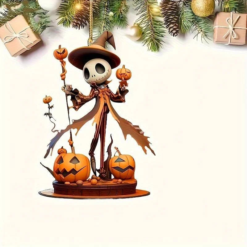 Halloween 2D Acrylic Pendant Pumpkin and Skull head Theme Decorative Pendants for Cars, Bags, Keychain Accessories Holiday Decor