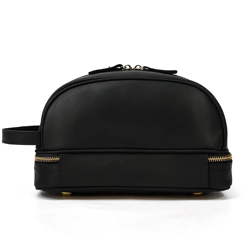 Fashion High Quality Small Travel Bag Crazy Horse Leather Travel Wallet Storage Bag Washing Make Up Bag For Travel toiletry