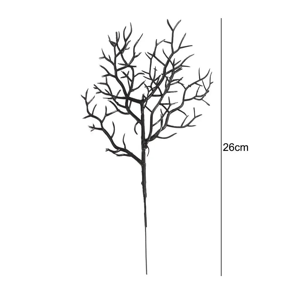 5pcs Black Halloween Artificial Dead Branch Antlers Shape Artificial Plastic Tree Branch Realistic Exquisite