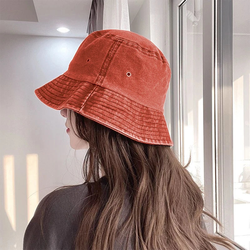 Bucket Hat Retro Washed Denim Fisherman Hat Fashionable And Versatile Sun Hat Sun Protection Fishing Hat Outdoor Hiking Hat