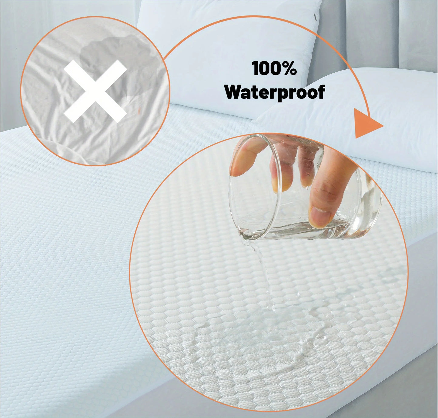 1 Pc Cooling fitted mattress topper waterproof fiitted sheet, Luxurious Soft for Hot Sleepers, Soft Fabric with Deep Pocket