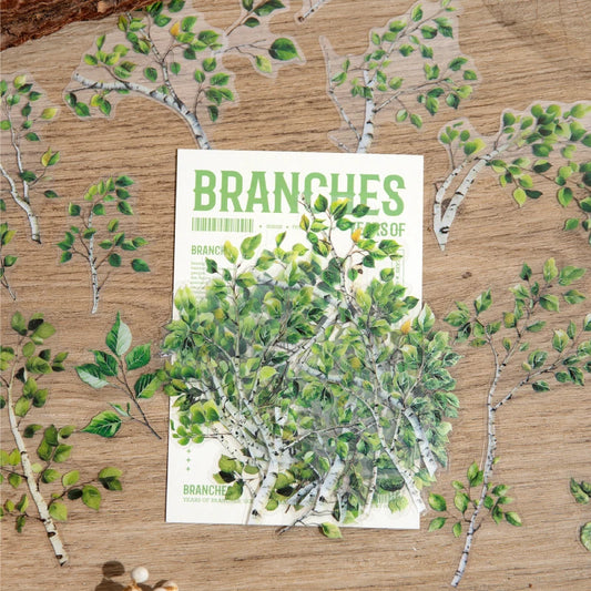 30pcs Plants Flowers Branches leaves Decorative PVC Stickers Scrapbooking Label Diary Stationery Album Phone Cup Journal Planner