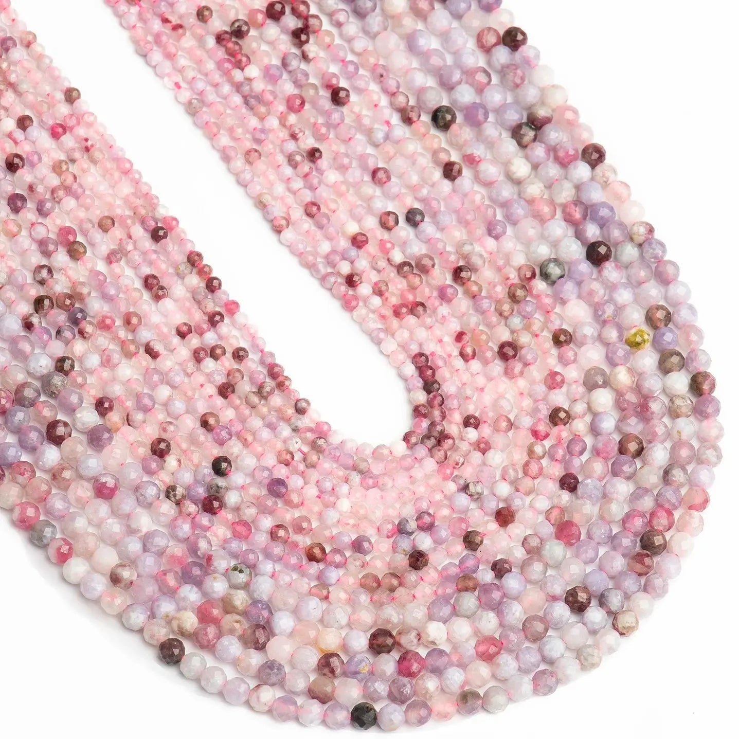 2 3 4mm Natural Red Tourmaline Stone Bead Small Faceted Round Loose Bead For DIY Bracelet Necklace Jewelry Making Accessory 15''