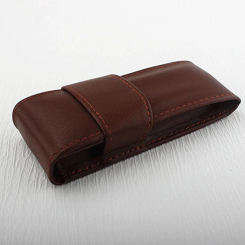 Vintage PU Leather Pencil Bag Fountain Pen Stationery Holder Protective Cover Office School Supplies Retro Pen Torage Case
