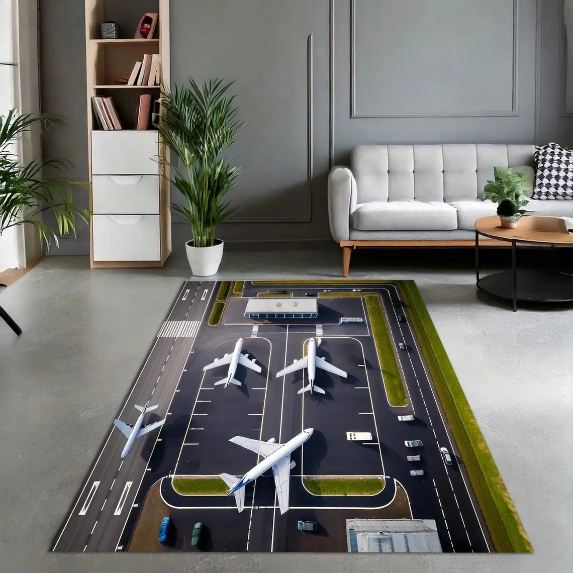 Kids Play Area Rugs Airport Overlooking Map Theme Carpet Living Room Decor Mans Cave Sofa Rug Bedroom Bedside Rug Christmas Gift