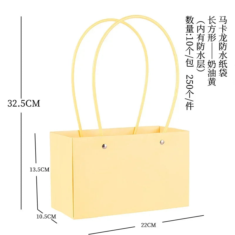 10pcs Christmas Gift Flower Kraft Paper Handbag Flower Arrangement Portable Box Rectangular Trapezoidal Flower Handheld Gift Box