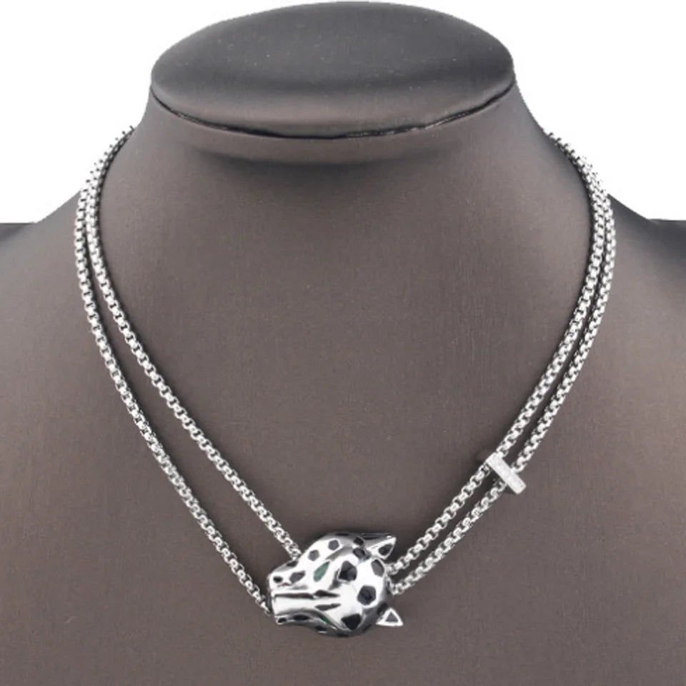 Zlxgirl Green Eye Jet leopard pendant with Earrings Jewelry Set AAA micro pave cubic zircon copper necklace sets fashion jewelry