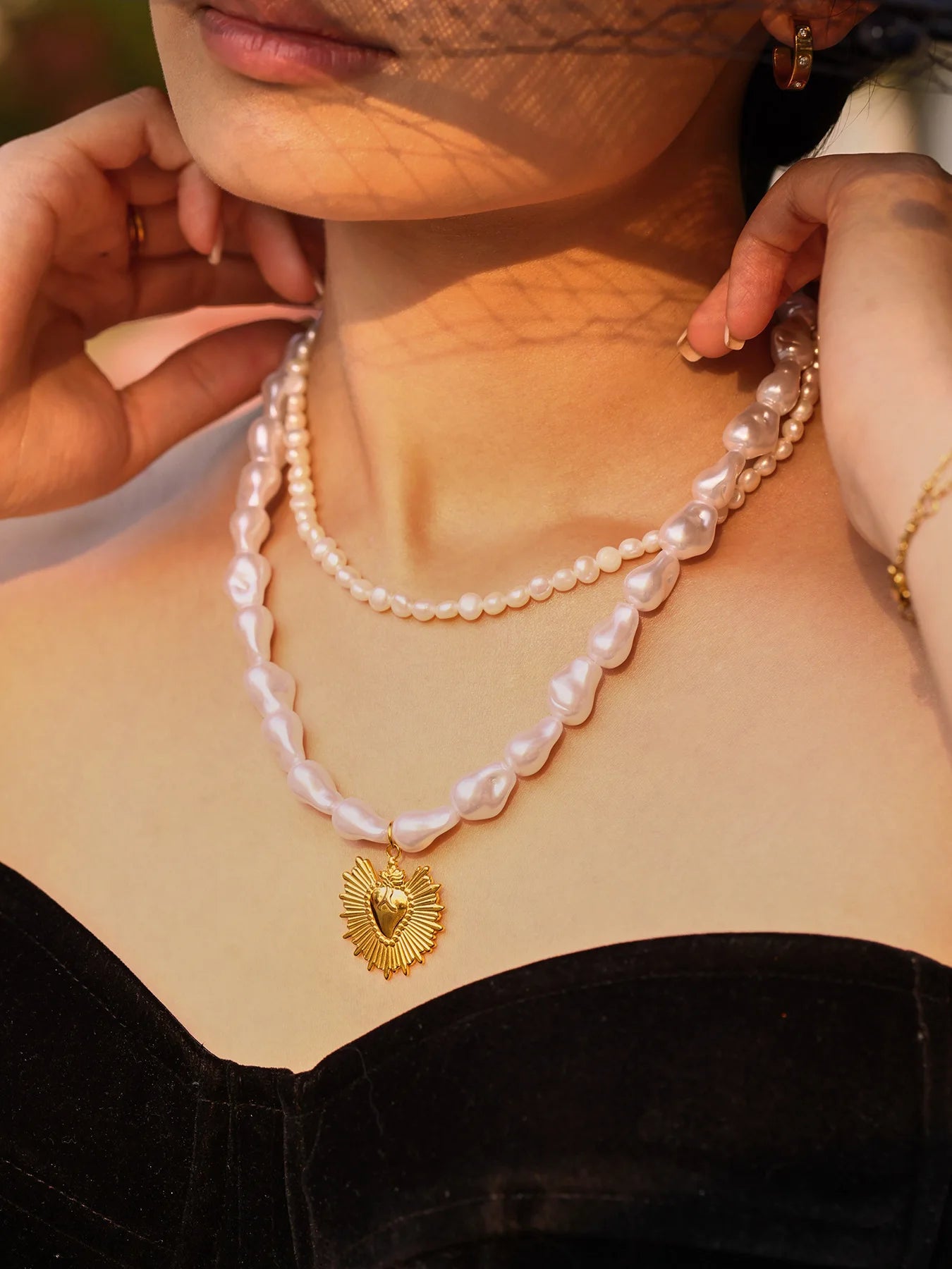 Summer Stainless Steel Gold Plated Sunshine Pendant Necklace for Women Sea Shell Chain Luxury Jewelry Gift