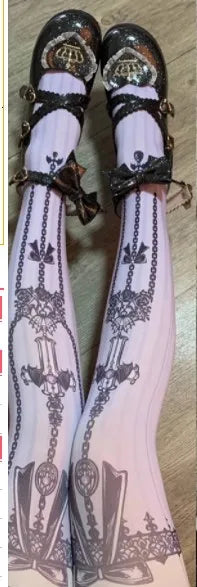 Multicolor Gothic Style Original Retro Printing Pantyhose Girls Lolita Socks Spring Fall Women's Tights Stockings