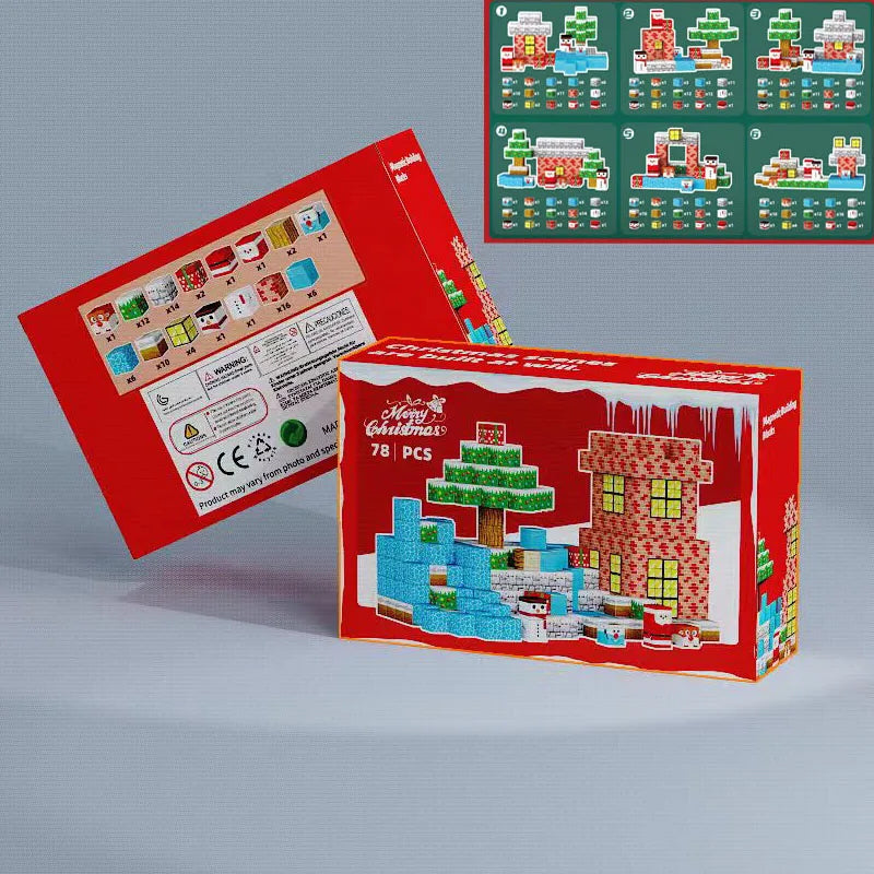 New Popular Christmas Magnetic Blocks suit, DIY Building Toy, Montessori Magnetic Building Blocks Halloween Christmas Gift