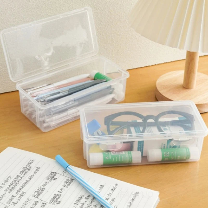 1/3Pc Clear Pencil Box Large Capacity Plastic Organizer Storage Boxes Bulk Stackable Design Portable Office Supplies For School