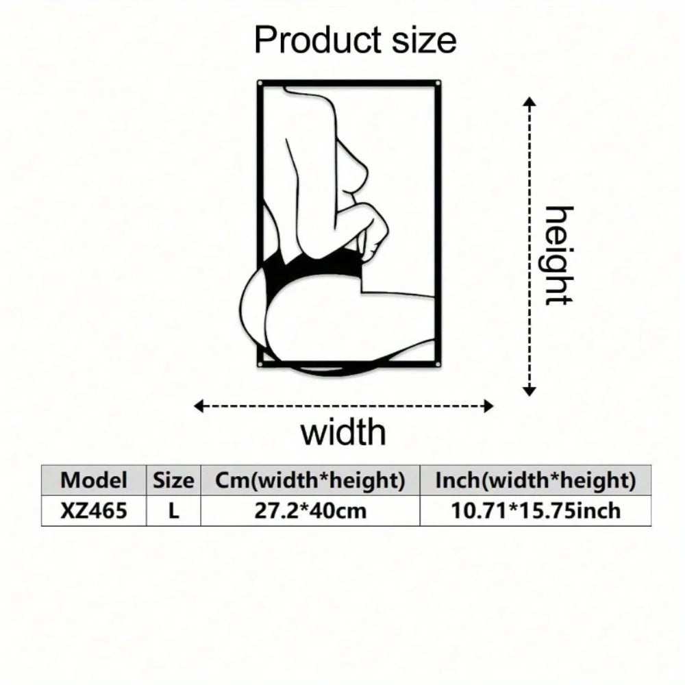 1PC Modern Female Silhouette Metal Wall Sculpture|Black Plaque,Farmhouse Style,Halloween&Christmas Gift,Bathroom Decor