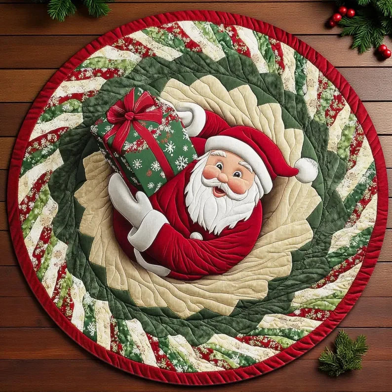 Christmas Santa Claus 3D Printed Rug Christmas Welcome Round Mat Rug Decor Christmas Home Decor Holiday Doormat Christmas Gift