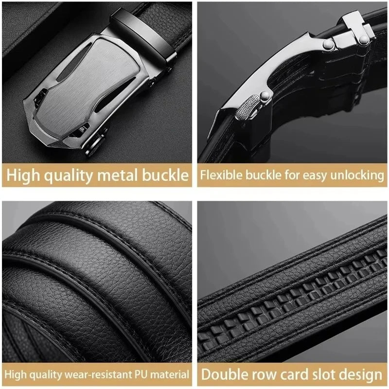 Fashion Business Men's Belt Genuine Luxury Brand Belt Metal Buckle Belt High-Quality PU Leather Soft Belt With Cargo Pants Jeans
