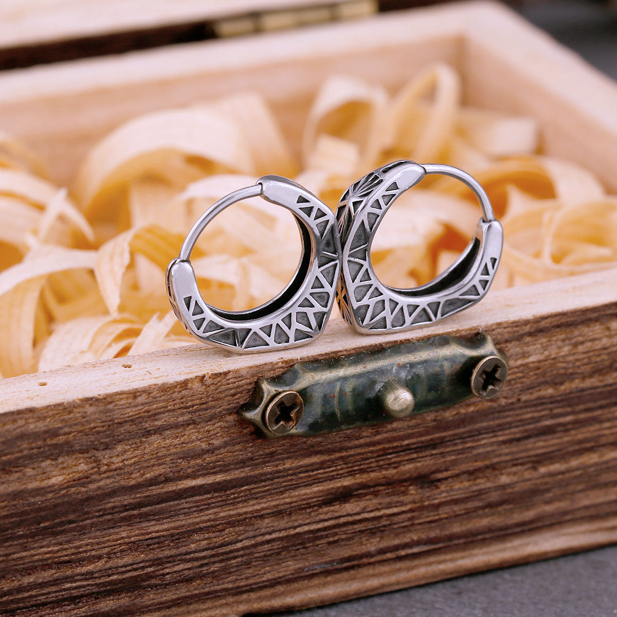 Vikings Celtic Rune Hoop Earrings For Men Fashion Nordic Amulet Earrings Stainless Steel Vintage Hip Hop Biker Jewelry As Gift