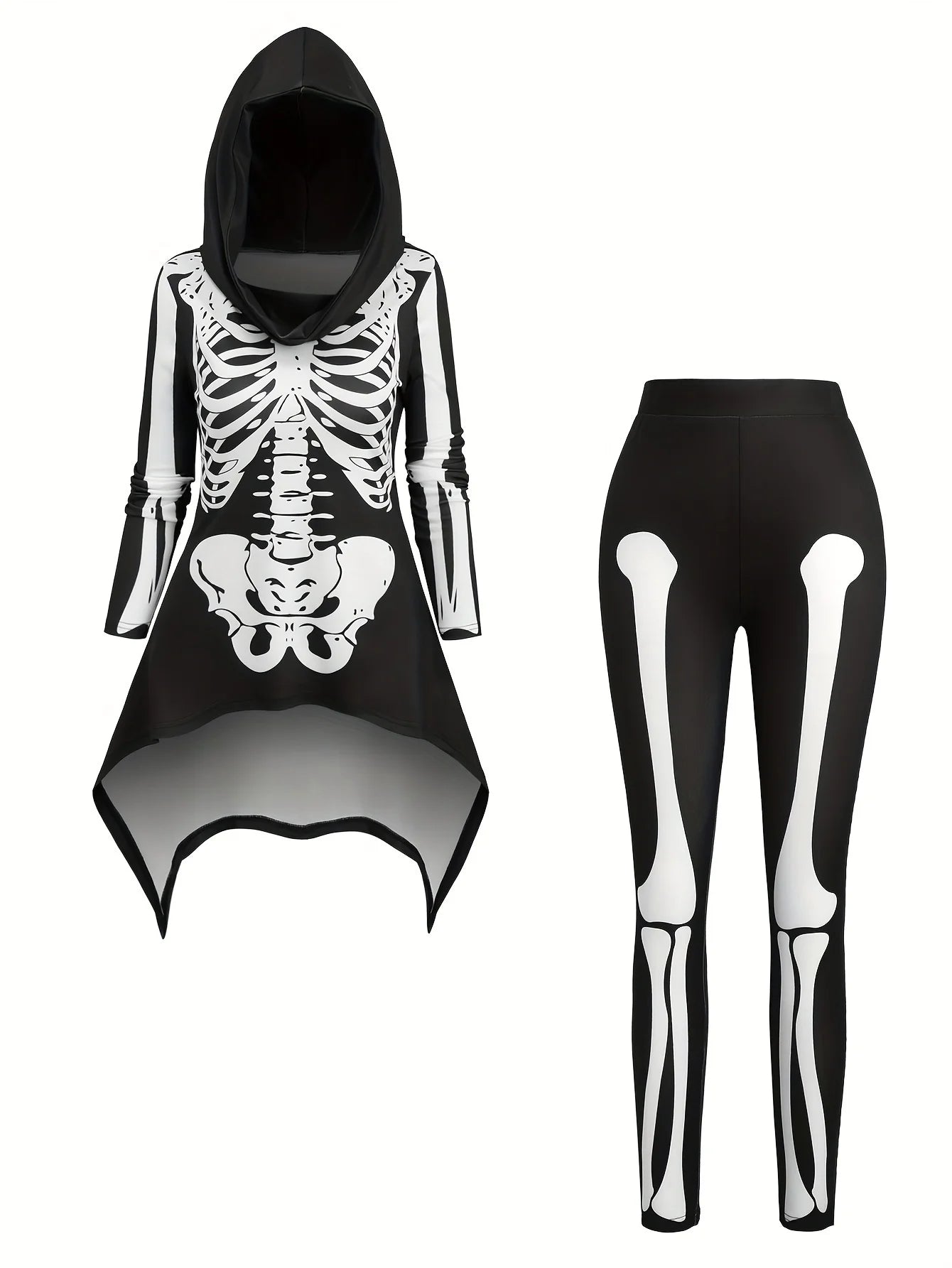 European and American fashion Halloween featured Gothic skull print hoodies and interesting clothing trousers women's suits.