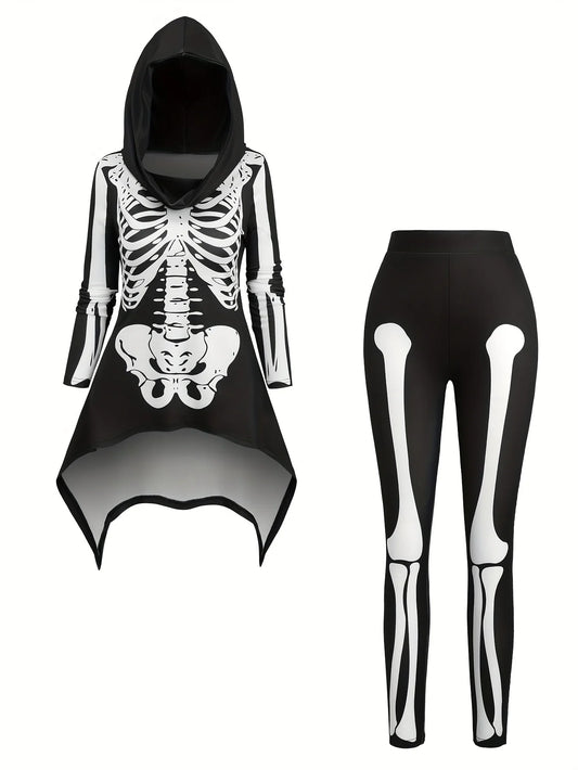 European and American fashion Halloween featured Gothic skull print hoodies and interesting clothing trousers women's suits.