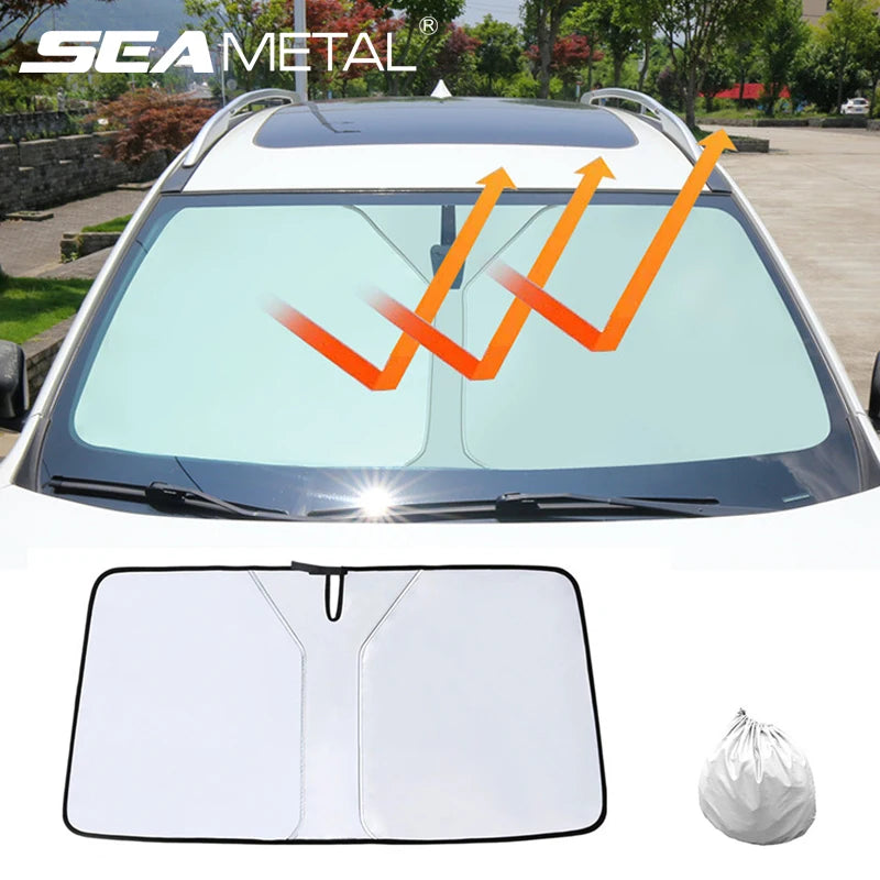SEAMETAL Foldable Car Windshield Sun Shade Front Window Curtain Summer UV Refletive Sun Protection Cover Car Windscreen Sunshade