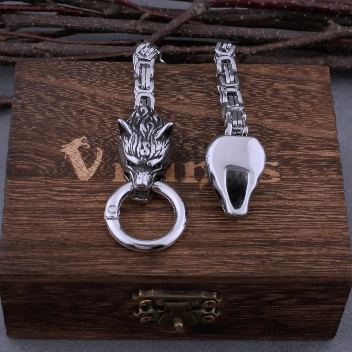 Viking Wolf Head Men's Bracelet Never Fade Hip Hop Rock Glamour Biker Fashion Bracelet Stainless Steel Jewelry Gift With Box
