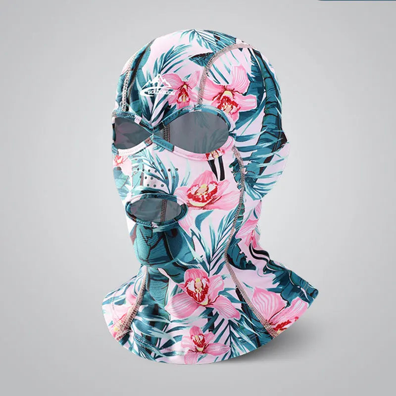 Summer Sun Protection Swimming Mask Flowers Balaclava Swim Cap Sun UV Protection Breathable Swim Cap for Women Men