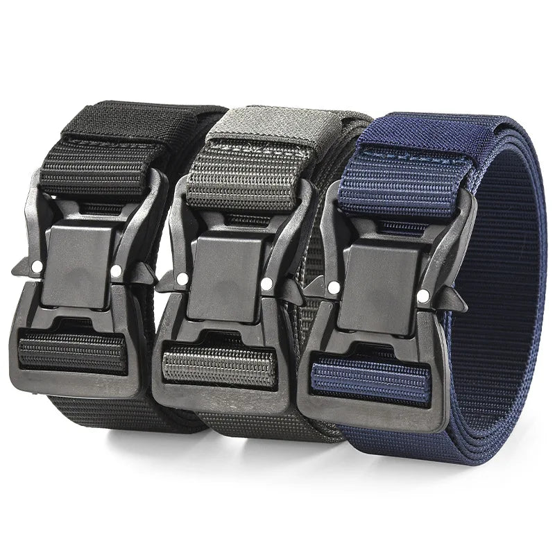 Plus Large LONG Size 125 140 160 180cm Men's Belt Canvas Multi-functional Tactical Quick Release Magnetic Alloy Buckle Belts