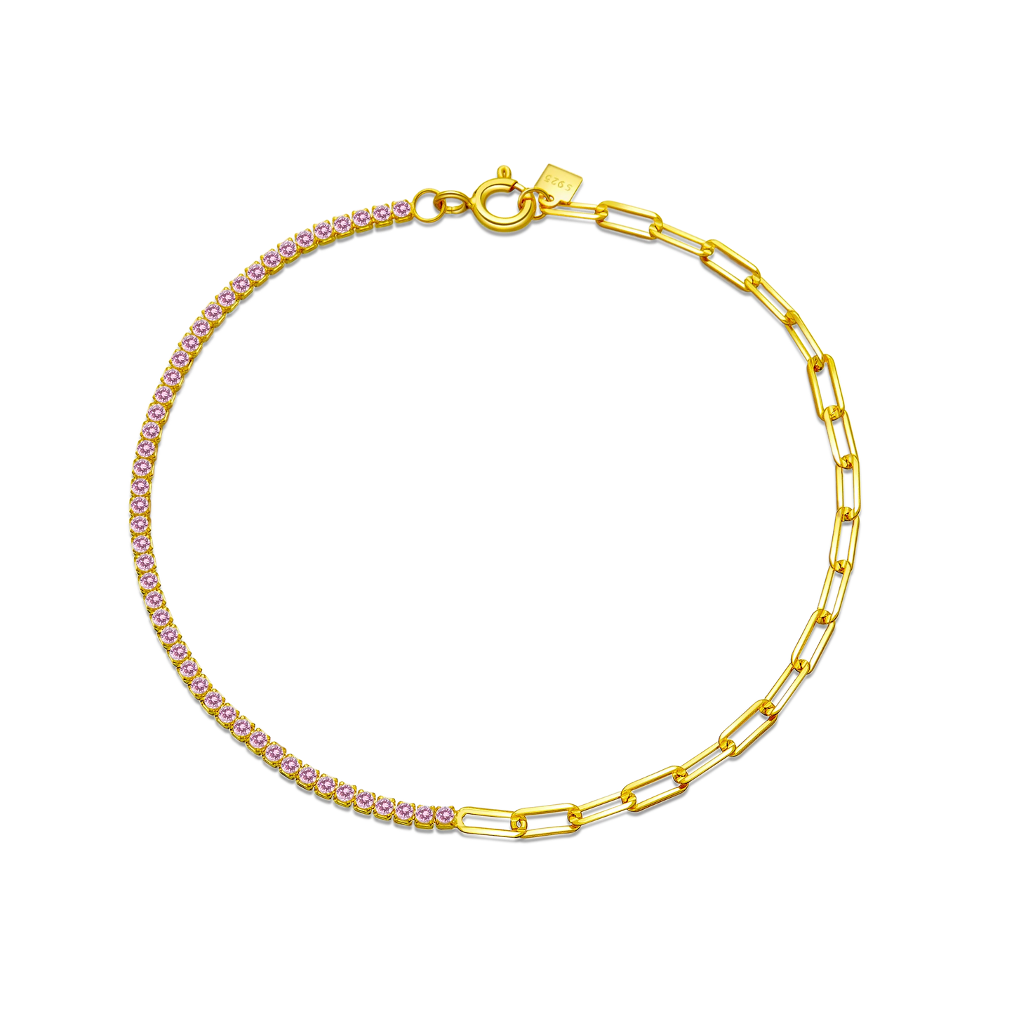 VEWANT 925 Sterling Silver Rainbow Colorful Zircon CZ Chain Bracelet Women Fine Jewelry Rock Punk Wedding Anniversary Gift