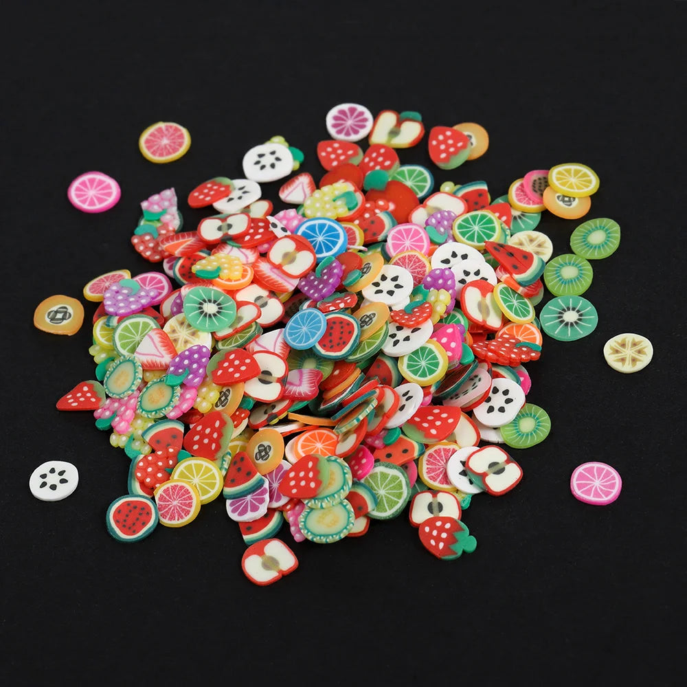 1000pcs 2000pcs Mix Fruit Soft Clay Slime Animal Flower Slice Resin Filler for Nail Art Epoxy Mold DIY Craft Making Wholesale