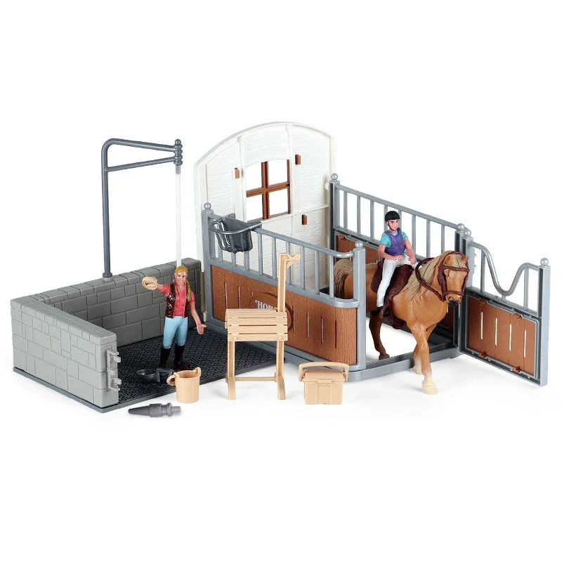 DIY Horse Race Model Horseman Farm Animal Figurines Action Ma Chang takes a shower Emulation Toys for Children Christmas Gift