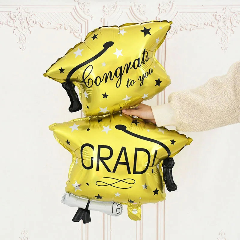 Graduation Balloon Gold Black Doctor Helium Foil Balloons Congratulation Graduation High School 2025 Graduation Party Decoration