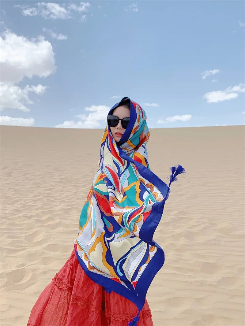 Travel Beach Sunscreen Scarves for Women Bikini Large Sarong Wrap Scarf Brazilian Swimsuit Bathing Cover-ups 17 Styles 90x180cm