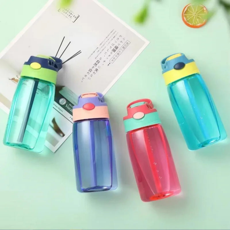 480ml Water Bottle With Straw Kids Girls Portable Travel Bottles Gym Sports Fitness Cup Summer Cold Water Juice Drinking Bottle