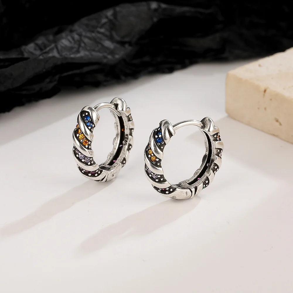 925 Sterling Silver Rainbow Zircon Ring Earrings For Women Wedding Luxury Designer Jewelry Accessories Wholesale
