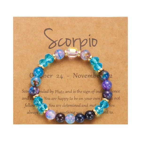 Fashion 12 Zodiac Crystal Beaded Bracelet Aries Taurus Gemini Cancer Leo Virgo Libra Scorpio Aquarius Pisces Women Jewelry Gift