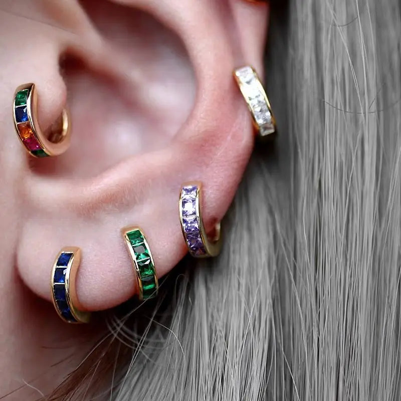 Colorful Crystal Earrings 925 Sterling Silver Ear Needle Stud Earrings for Women Cross Dangle Earrings Party Wedding Jewelry
