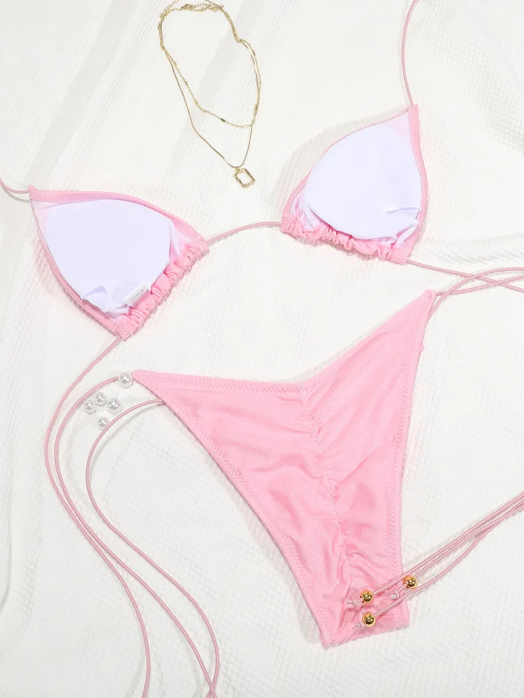 Bikinis Solid Bikinis Low Waist Bathing Suit Women's Swimming Suit 2025 Biquinis Two Pieces Suit Summer Swimwear