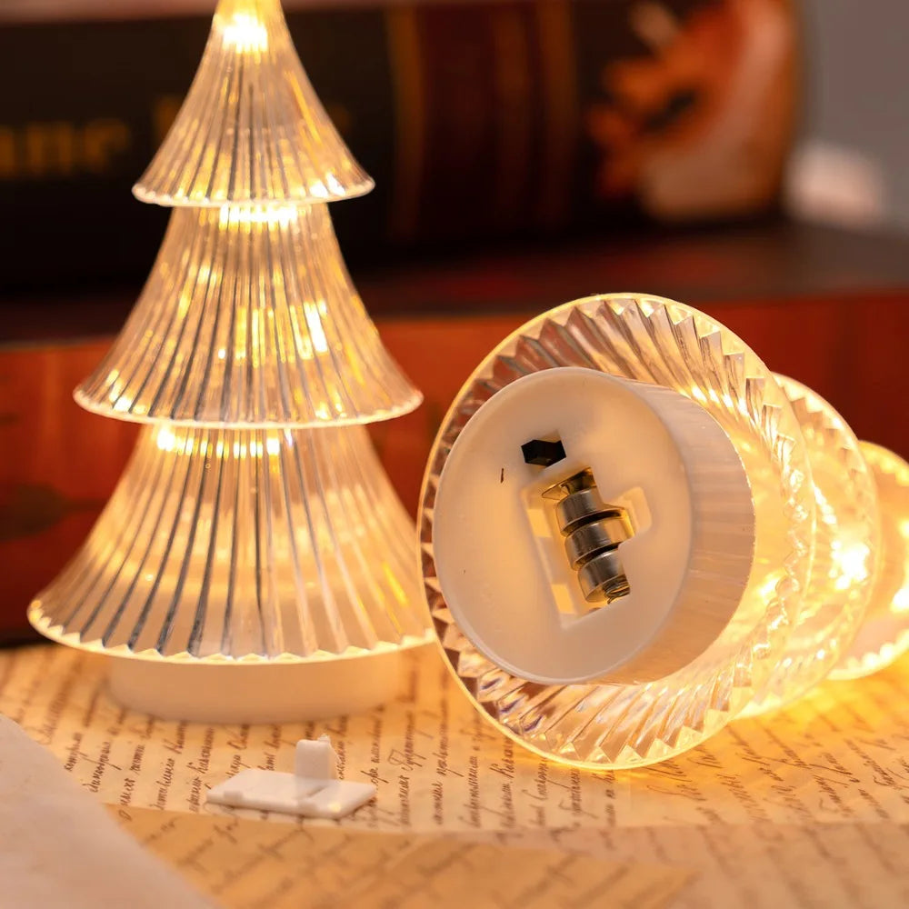 2/1pcs Christmas Decoration Ornaments Mini Luminous Crystal Christmas Tree High-end Desktop Ornaments Christmas Gift Lights