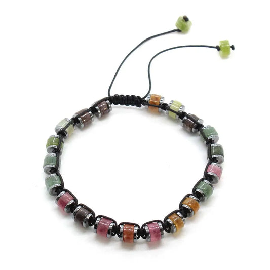 Handmade Braided Crystal Stone Bracelets For Couple Natural Amethyst Tourmaline Rope Macrame Adjustable Women Bracelet Jewelry