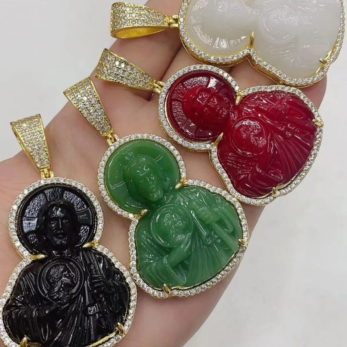 High Quality 4 Color Stone Classic Zirconia St. Jude Judas Pendant Fashion for Man Woman Religious Jewelry Party Birthday Gift